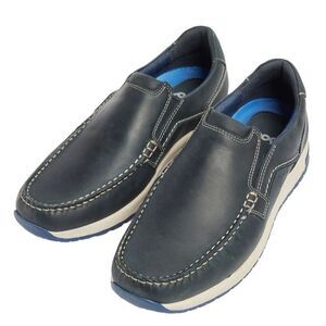 POD Mens Sean Italian Leather Boat Shoes / Navy